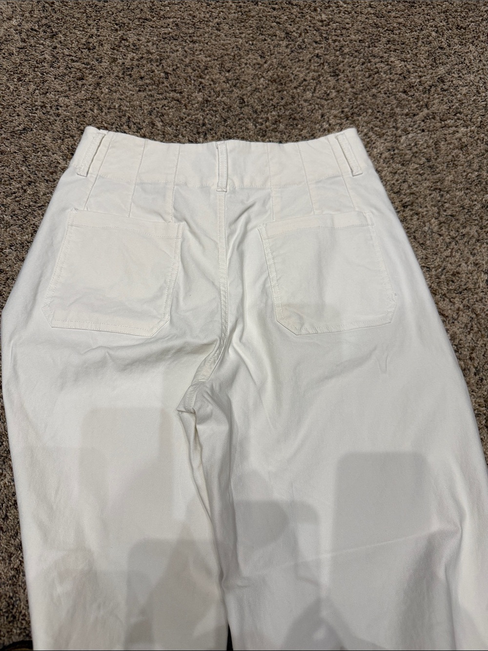 Wide-Leg Flare White Women's Pants - Picture 4 of 5